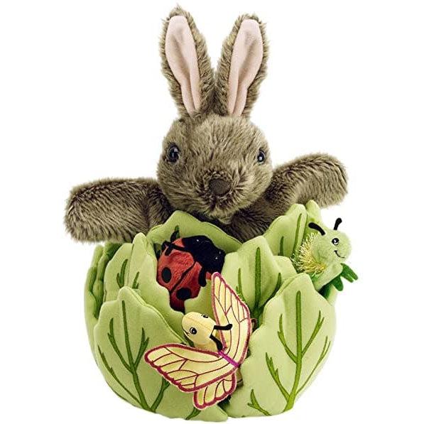The Puppet Company-Hide-Away Puppets - Rabbit In A Lettuce With 3 Mini Beasts-PC003022-Legacy Toys