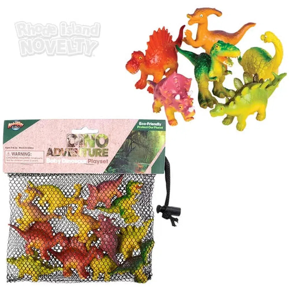 The Toy Network-12 Piece Baby Dinosaur Mesh Bag Play Set-AT-MTBDI-Legacy Toys