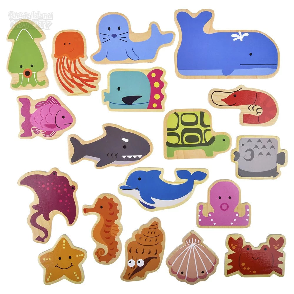 The Toy Network-18 Piece Wooden Aquatic Raised Up Puzzle-AG-WRAQU-Legacy Toys