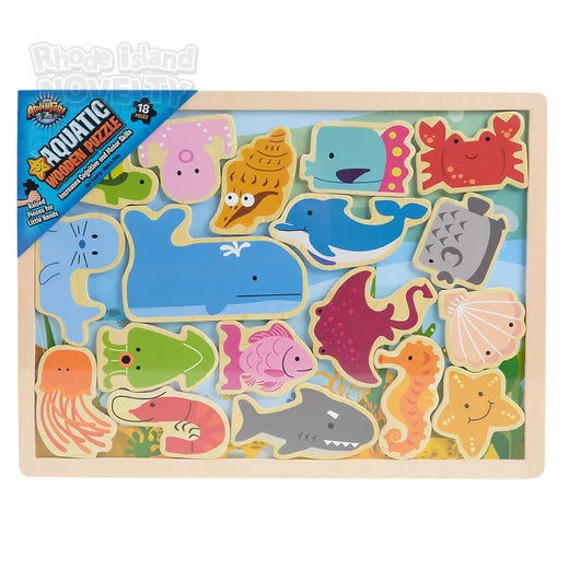 The Toy Network-18 Piece Wooden Aquatic Raised Up Puzzle-AG-WRAQU-Legacy Toys