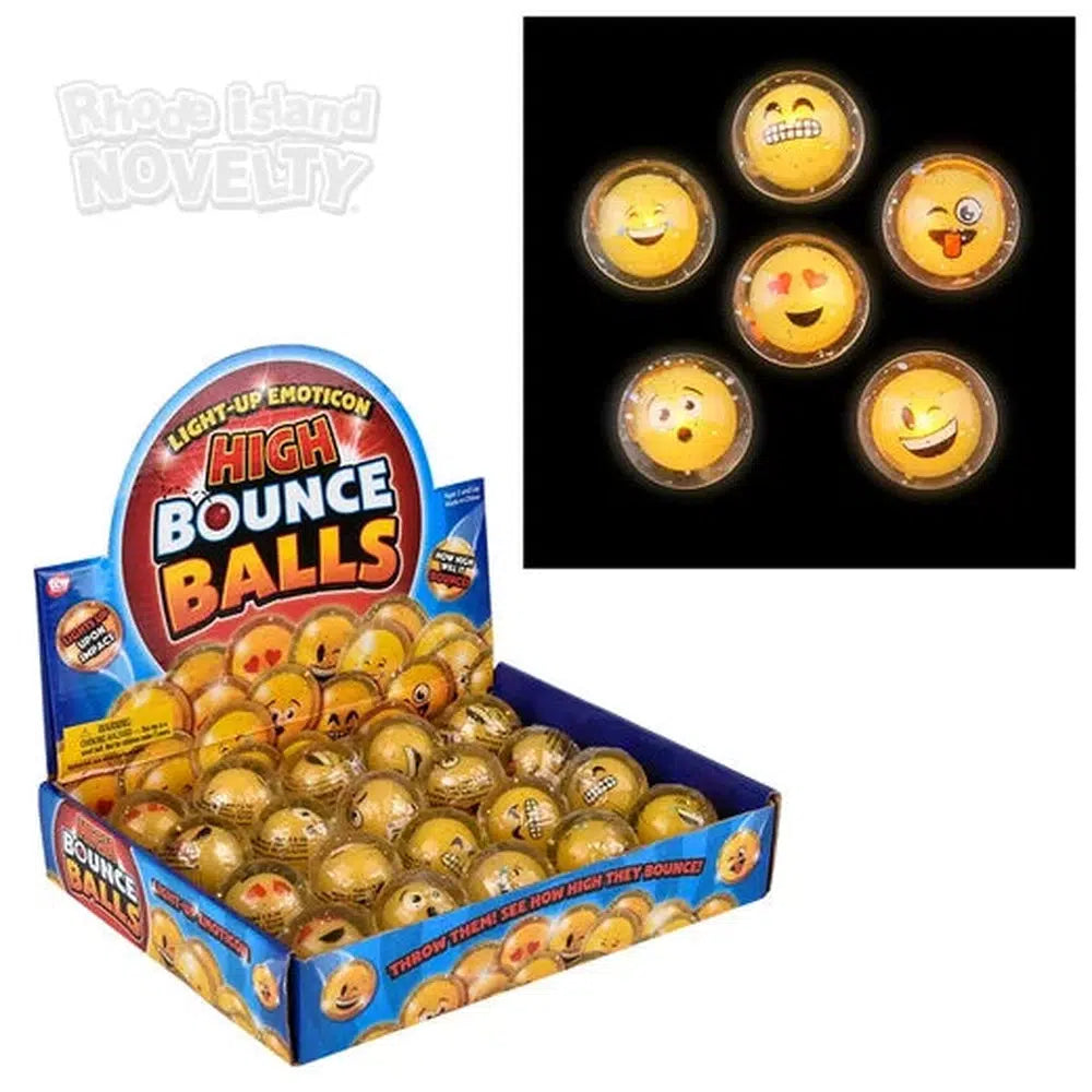 The Toy Network-1.75" Light-Up Emoticon Hi Bounce Ball--Legacy Toys
