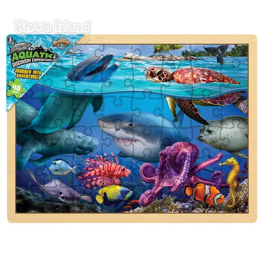 The Toy Network-48 Piece Aquatic Animal Wooden Puzzle-AG-48AQU-Legacy Toys