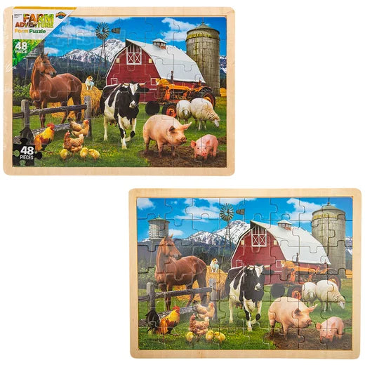 The Toy Network-48 Piece Farm Animal Wooden Puzzle-AG-48FAR-Legacy Toys