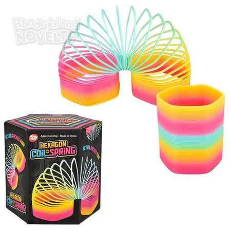 The Toy Network-5" Jumbo Hexagon Rainbow Coil Spring-CS-JUHEX-Legacy Toys