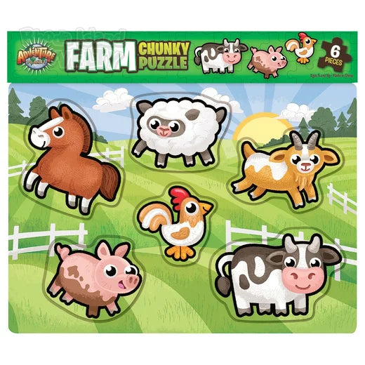 6 Piece Chunky Farm Theme Wooden Puzzle
