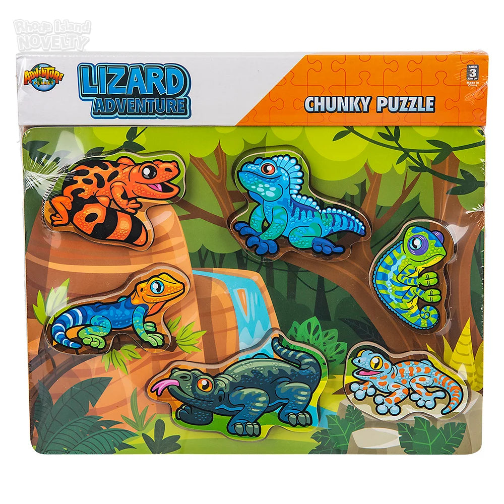 The Toy Network-6 Piece Chunky Lizard Theme Wooden Puzzle-AG-CHLIZ-Legacy Toys