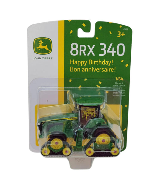 TOMY-1:64 John Deere 8RX 340 "Happy Birthday" Tractor-45875-Legacy Toys