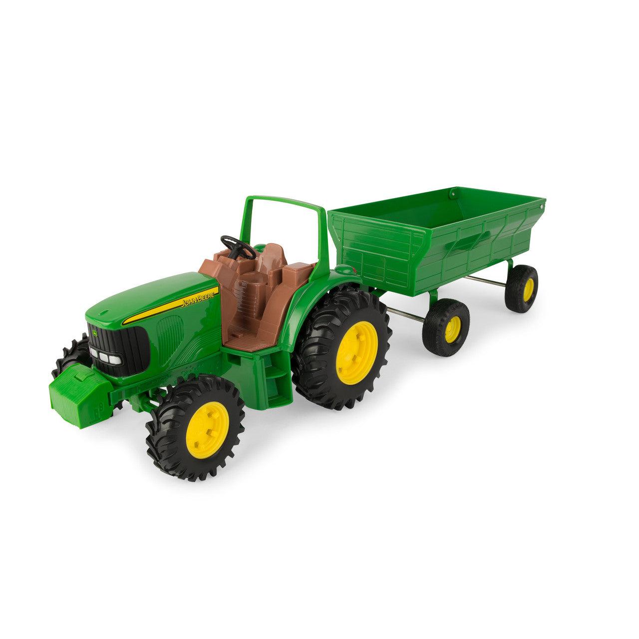 TOMY-8-Inch John Deere Tractor and Wagon-37163P3-Legacy Toys
