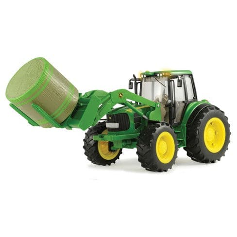TOMY-Big Farm 1:16 John Deere 7330 With Bale Mover And Bale-46380-Legacy Toys