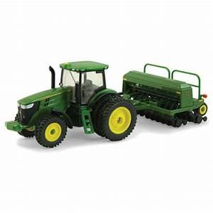 TOMY-Big Farm 1:64 John Deere 7215R Tractor and Grain Drill-45433-Legacy Toys