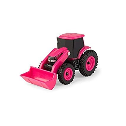 TOMY-Collect 'N Play - 1:64 Case Ih Pink Tractor With Loader-46705-Legacy Toys