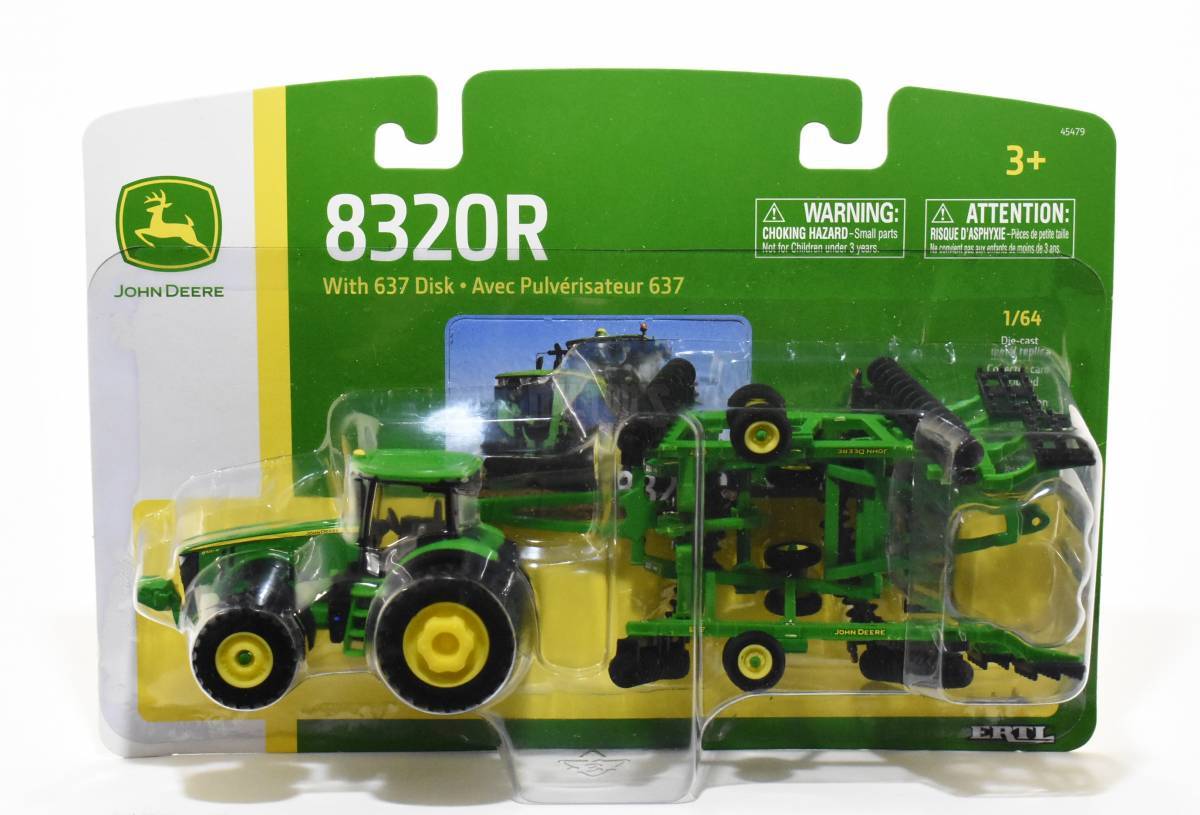 TOMY-John Deere 8320R Tractor with JD 637 Disk-45479V-Legacy Toys