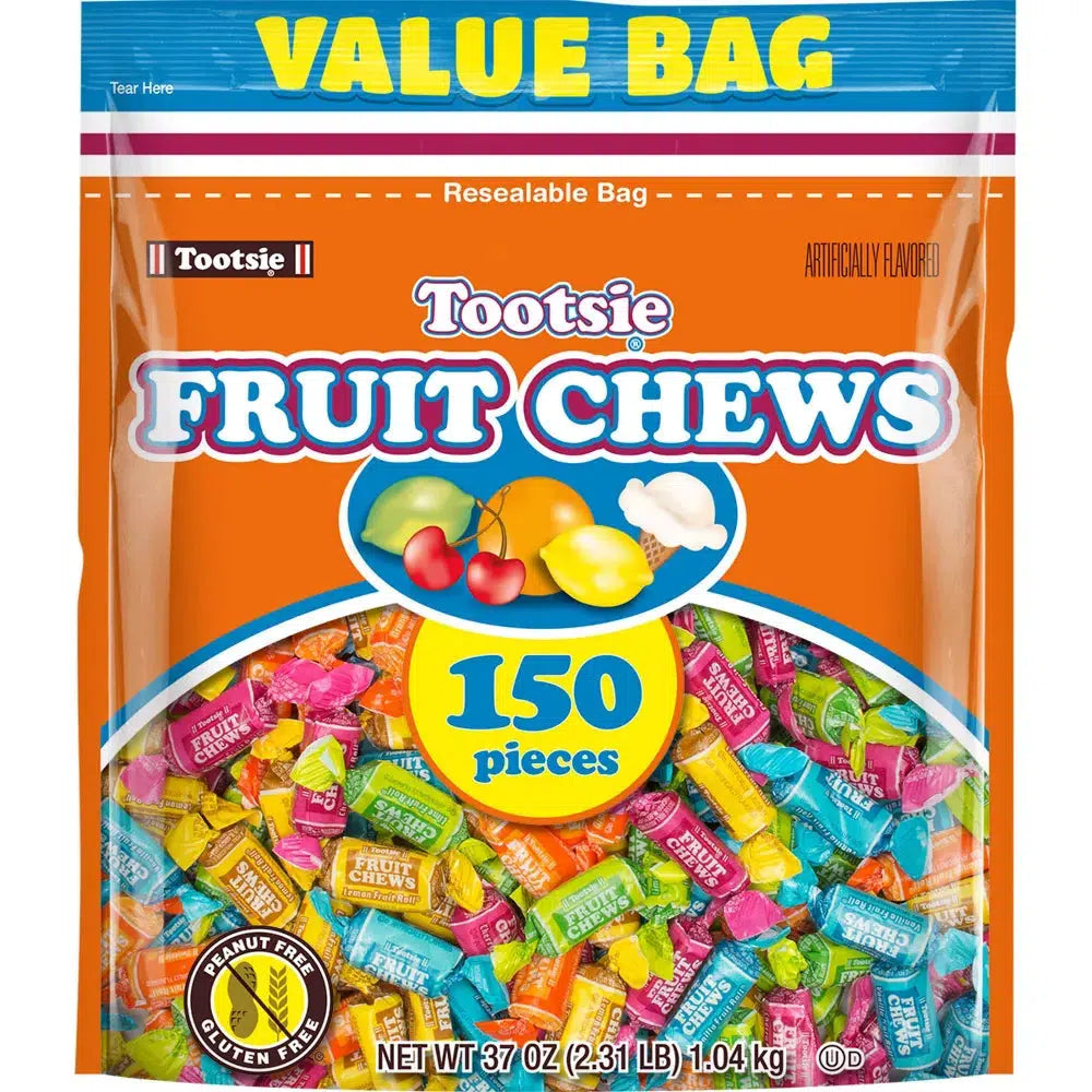 Tootsie-Tootsie Assorted Fruit Chew Rolls Fruity Flavored Candy 37 oz. Resealable Bag-1637-Single-Legacy Toys