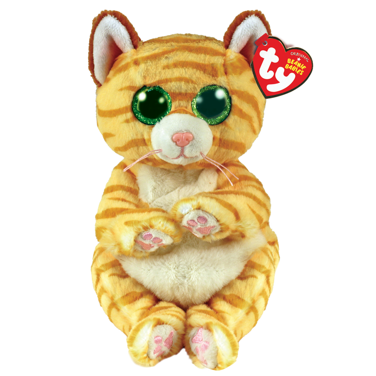 TY-Beanie Baby Bellies - Mango Gold Striped Cat-40550-Legacy Toys