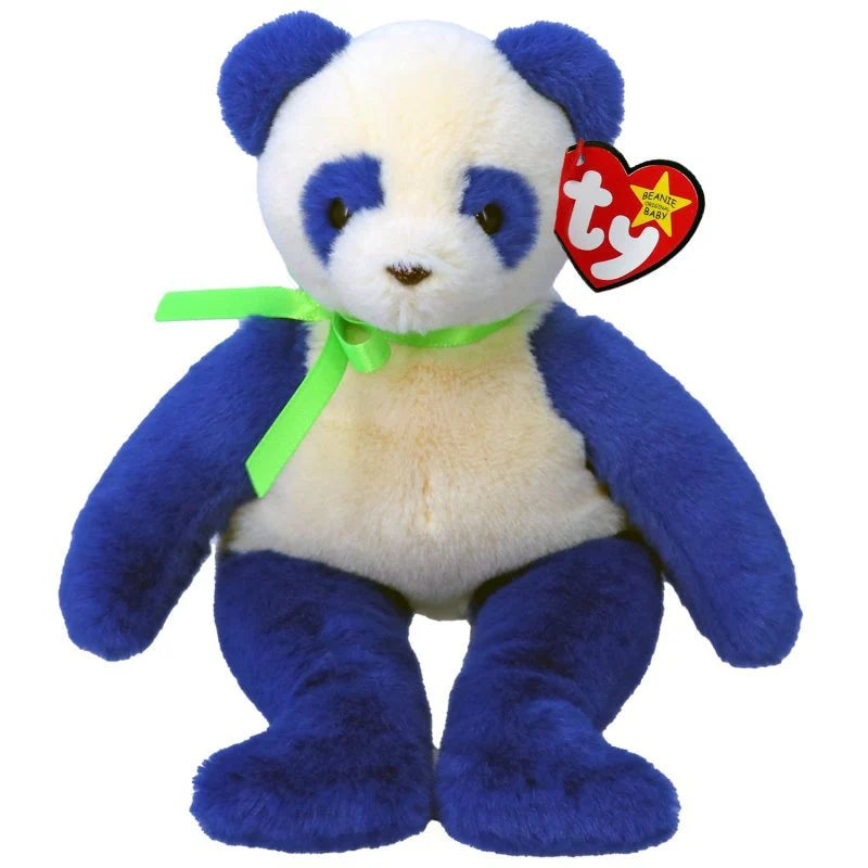 TY-Beanie Baby - Domino II - Blue & White Panda-41338-Legacy Toys