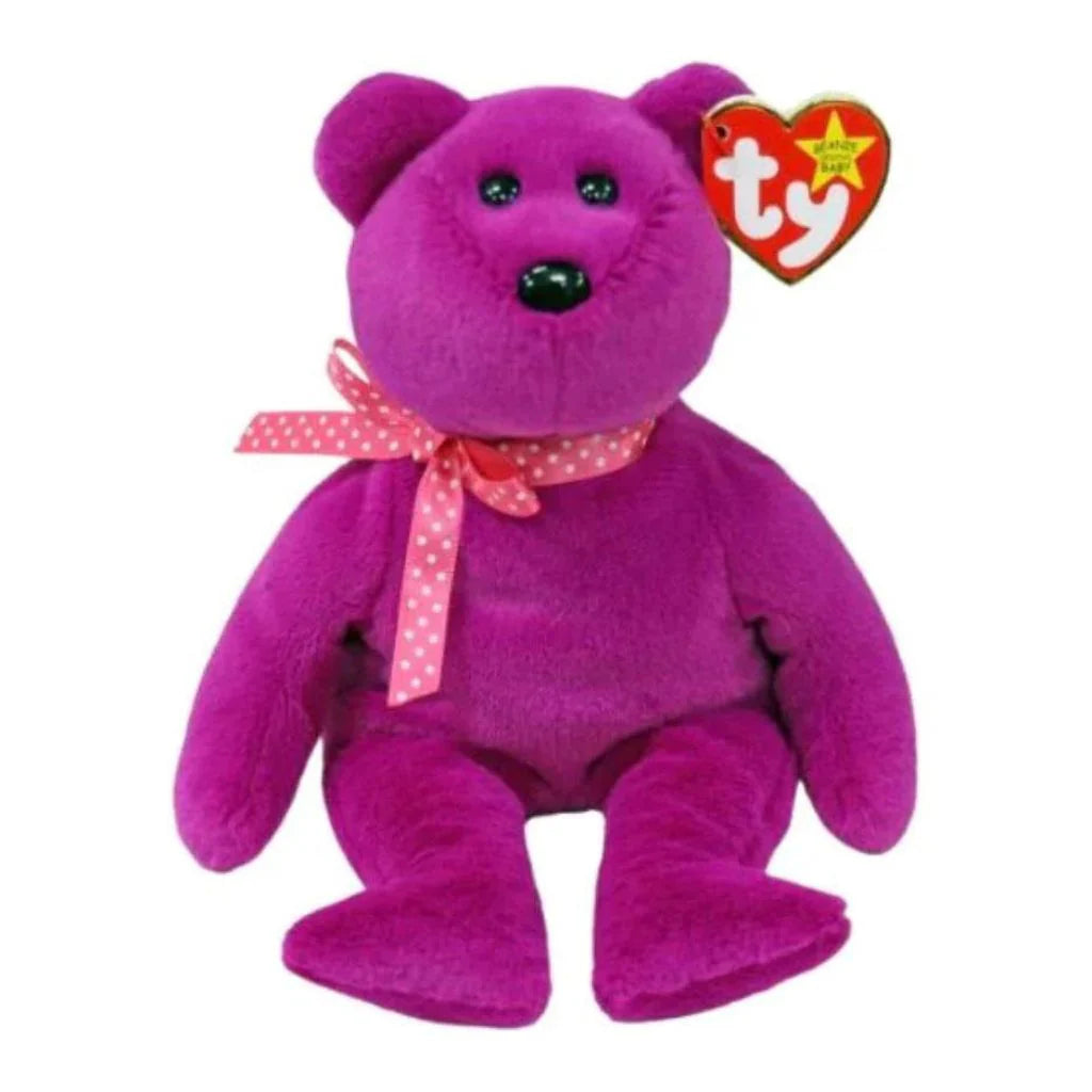 TY-Beanie Baby - Magenta Bear II-41320-Legacy Toys
