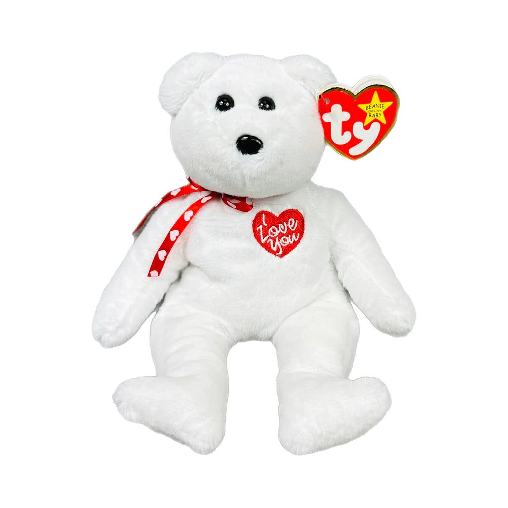 TY-Beanie Baby - Scarlett II - White Teddy Bear-41327-Legacy Toys