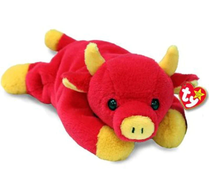 TY-Beanie Baby - Snort II - Red Bull-41312-Legacy Toys