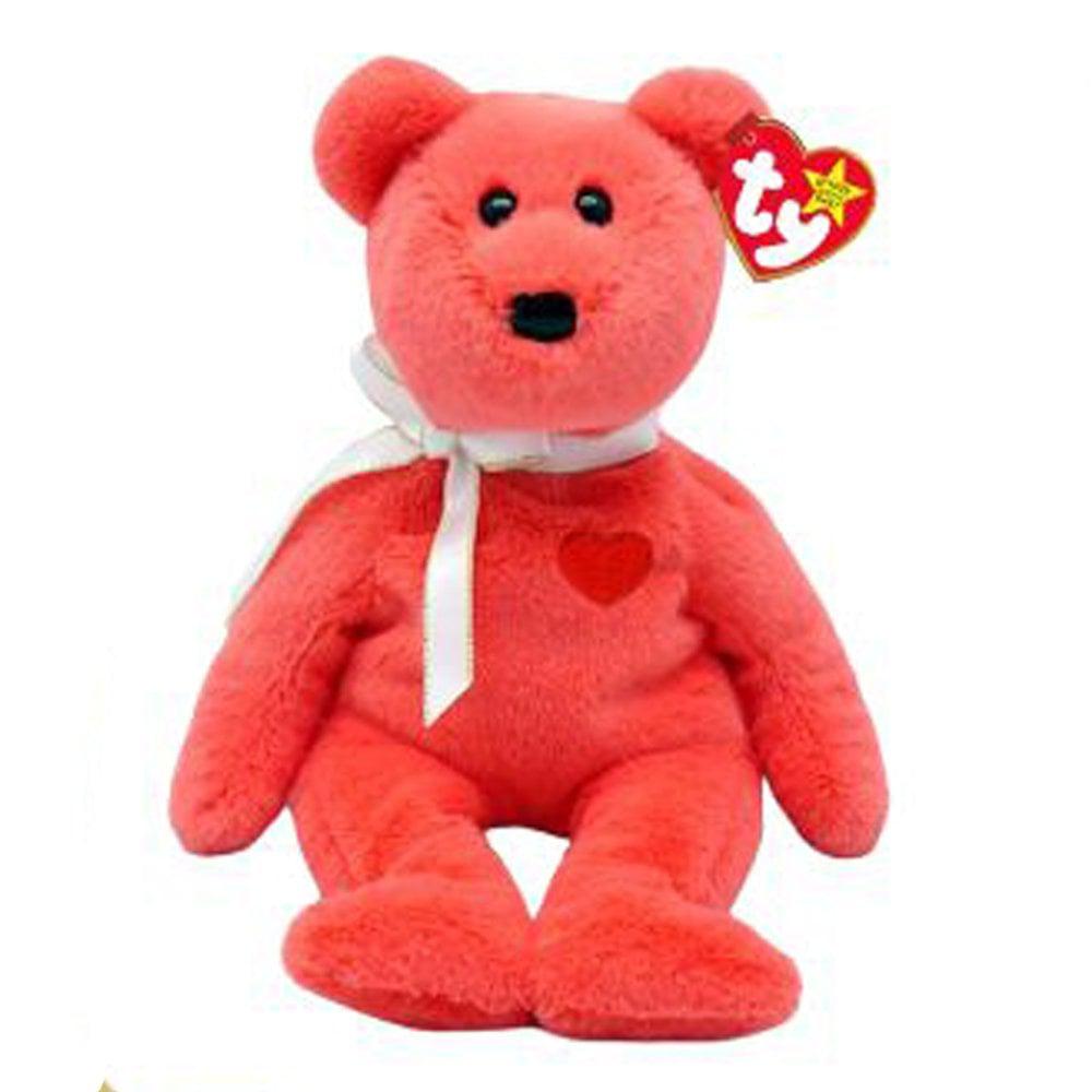 TY-Beanie Baby - Valentino II - PinkTeddy Bear-41305-Legacy Toys