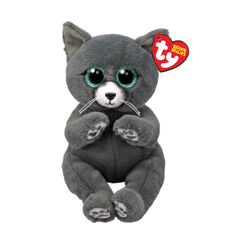 TY-Beanie Bellie - Binx Russian Blue Cat (Grey) - 8" Small-41501-Legacy Toys