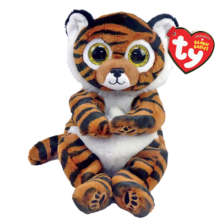 TY-Beanie Bellie - Clawdia Black Striped Brown Tiger - Small 8