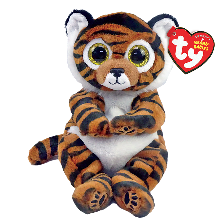 TY-Beanie Bellie - Clawdia Black Striped Brown Tiger - Small 8"-40546-Legacy Toys