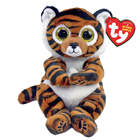 TY-Beanie Bellie - Clawdia Black Striped Brown Tiger - Small 8"-40546-Legacy Toys