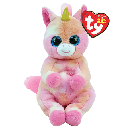 TY-Beanie Bellie - Skylar the Pink and Orange Unicorn - 13" Medium-43210-Legacy Toys