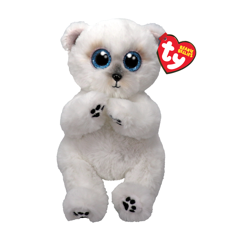 TY-Beanie Bellie - Wuzzy the White Bear - 8" Small-41500-Legacy Toys