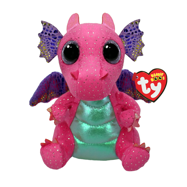 TY-Beanie Boo's - Spitfire the Pink Dragon - 6" Small-37361-Legacy Toys