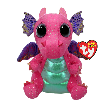 TY-Beanie Boo's - Spitfire the Pink Dragon - 6" Small-37361-Legacy Toys