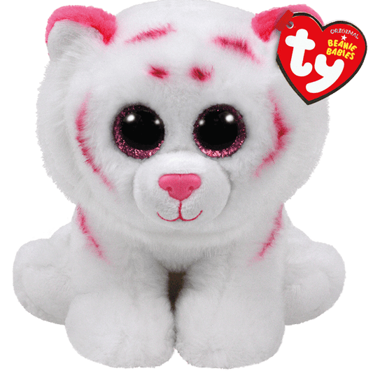 TY-Ty Classic Plush - Tabor - Pink and White Tiger - Small 8"-42186-Legacy Toys