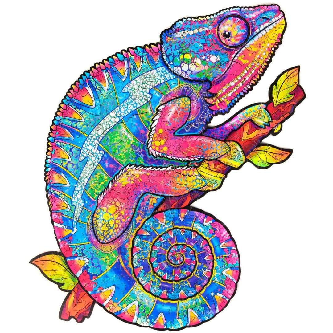 Unidragon-Iridescent Chameleon Wooden Puzzle-UNI-CHA-S-Simple-Legacy Toys