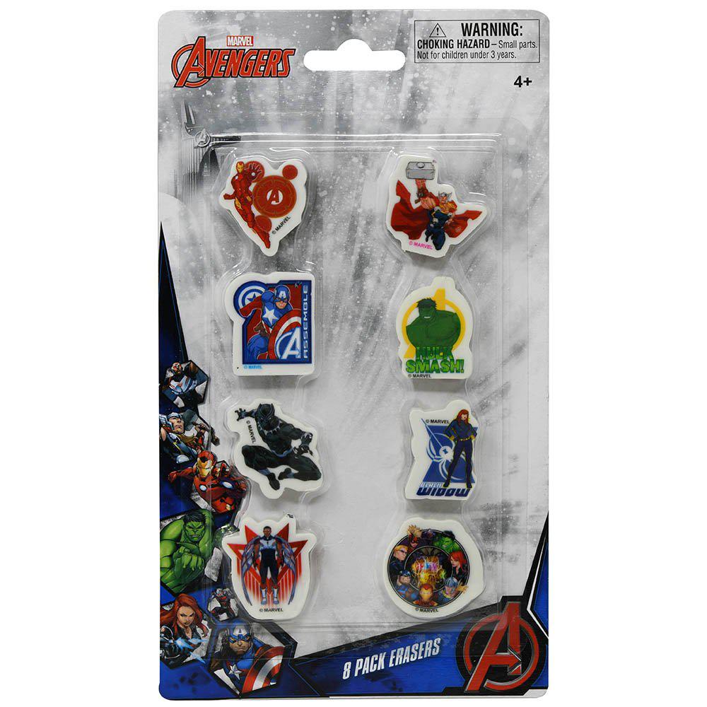 United Party-Avengers 8 Pack Eraser on blister card-69344MZ-Legacy Toys
