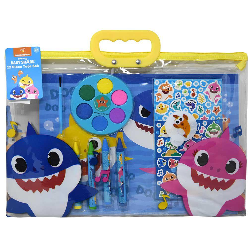 United Party-Baby Shark 12 Piece Stationery in Zipper Tote Set-708192BAS-Legacy Toys