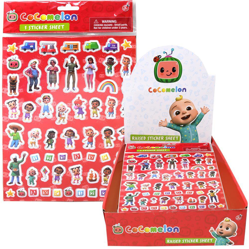 United Party-Cocomelon Raised Sticker Sheet-713275CCM-Legacy Toys