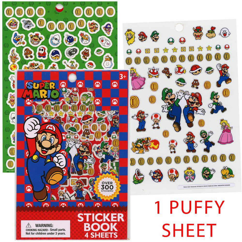 United Party-Mario Sticker Book with Puffy Stickers 4 Sheet-709749MB-Legacy Toys