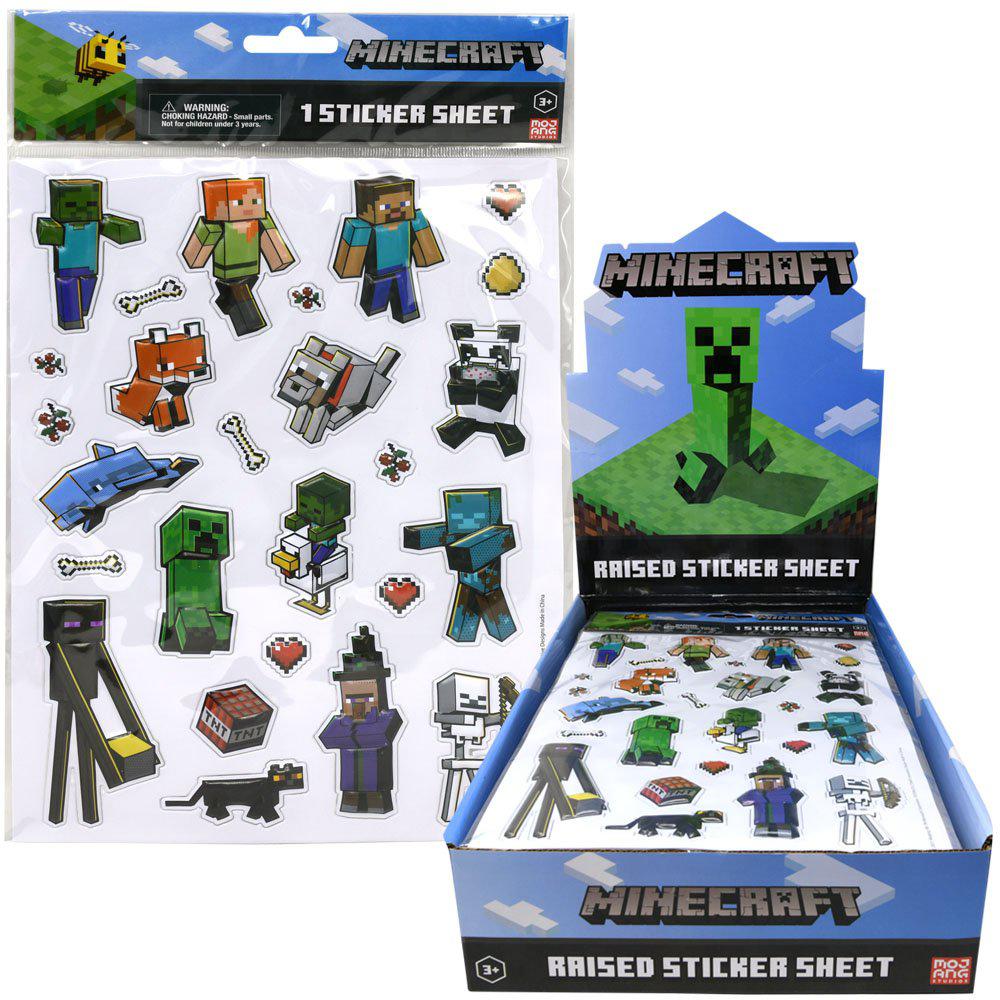 United Party-Minecraft Raised Sticker Sheet-710491MCR-Legacy Toys