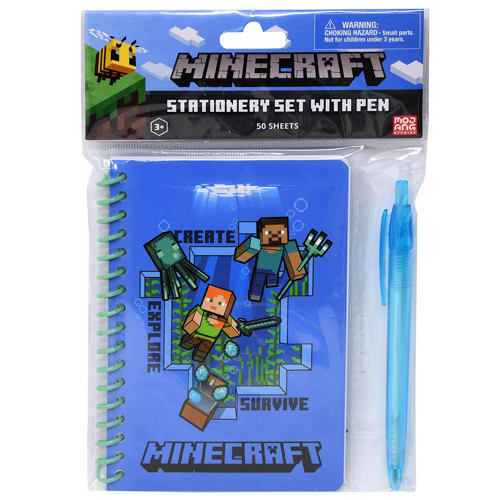 United Party-Minecraft Spiral Notebook with Pen in Poly Bag with Header 50 Sheets-710990MCR-Legacy Toys
