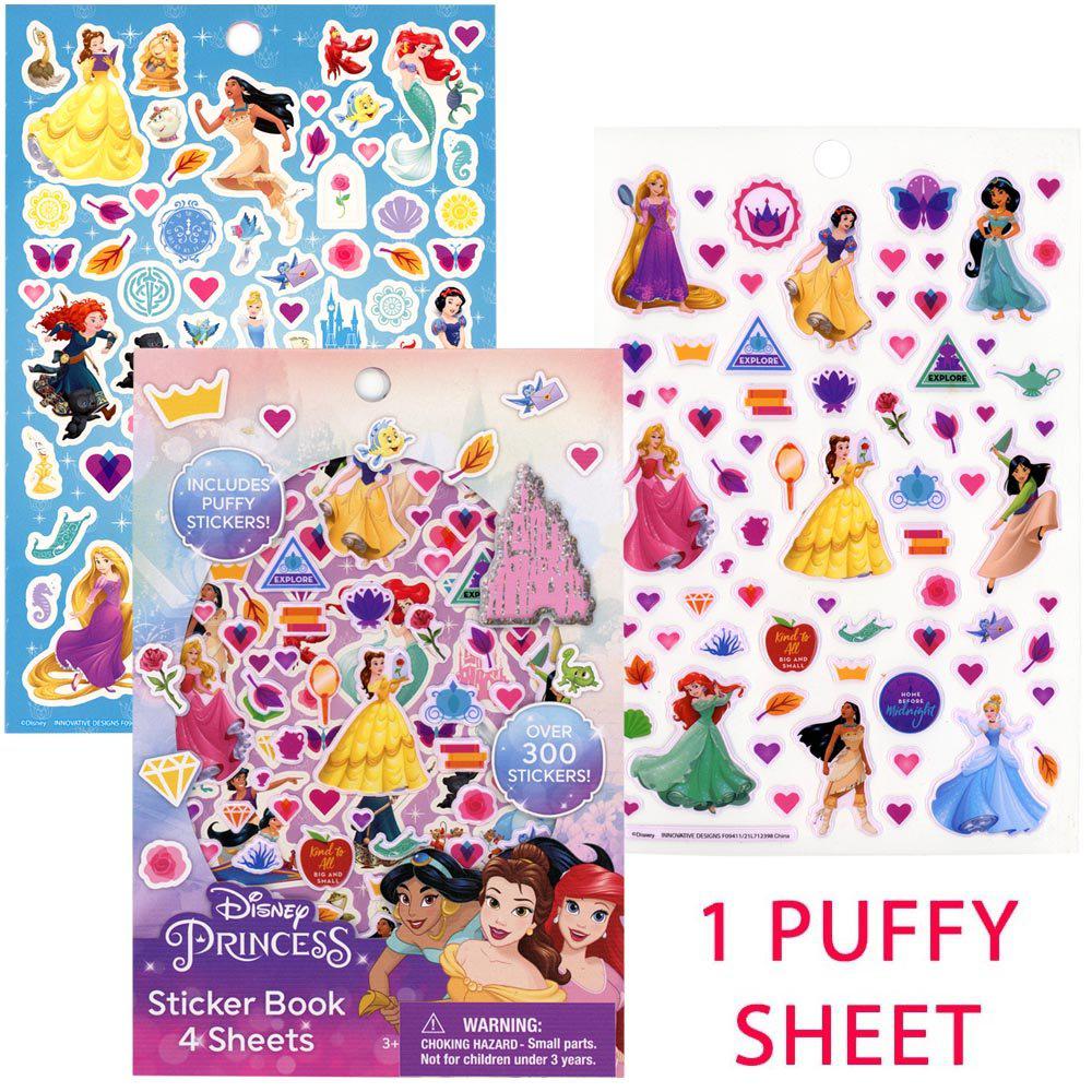 Disney Princess 4 Sheet Sticker Book with Puffy Stickers, 300+ Stickers