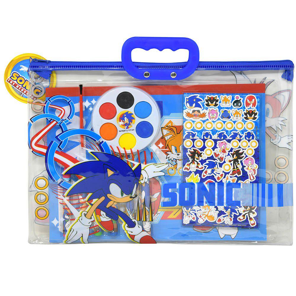 United Party-Sonic 12 Piece Stationery in Zipper Tote Set-714421SNC-Legacy Toys