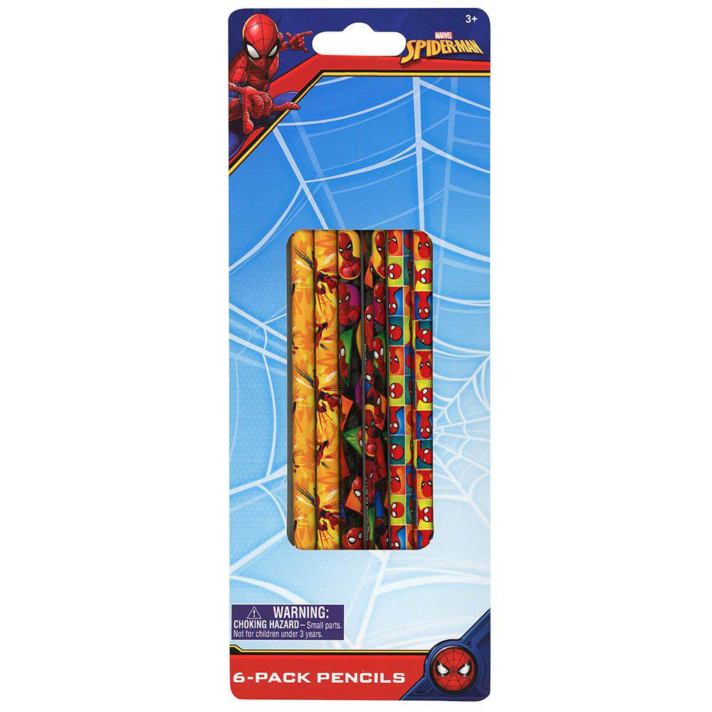 United Party-Spiderman 6 Pack Pencils on blister card-69373MZ-Legacy Toys