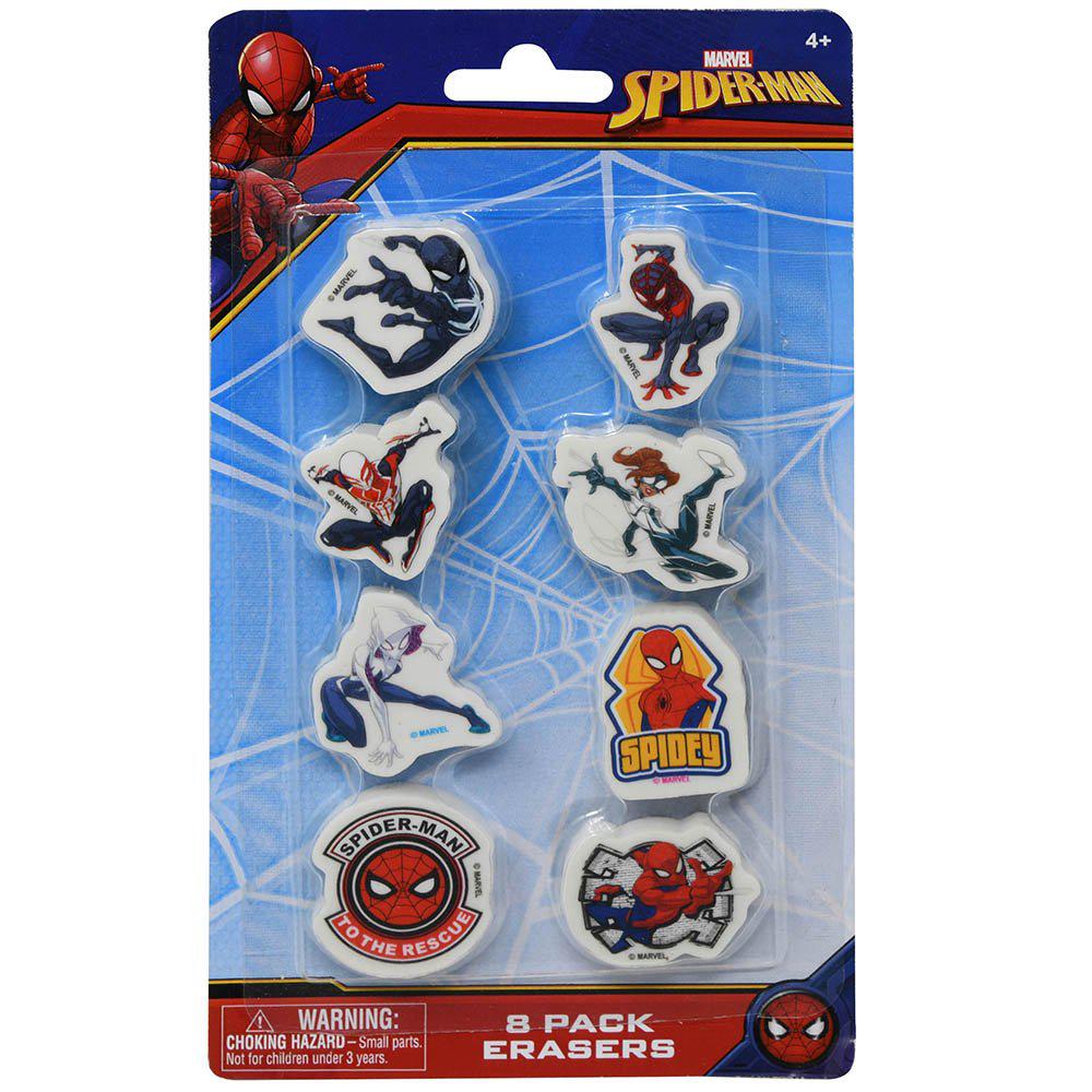 United Party-Spiderman 8 Pack Eraser on blister card-69343MZ-Legacy Toys