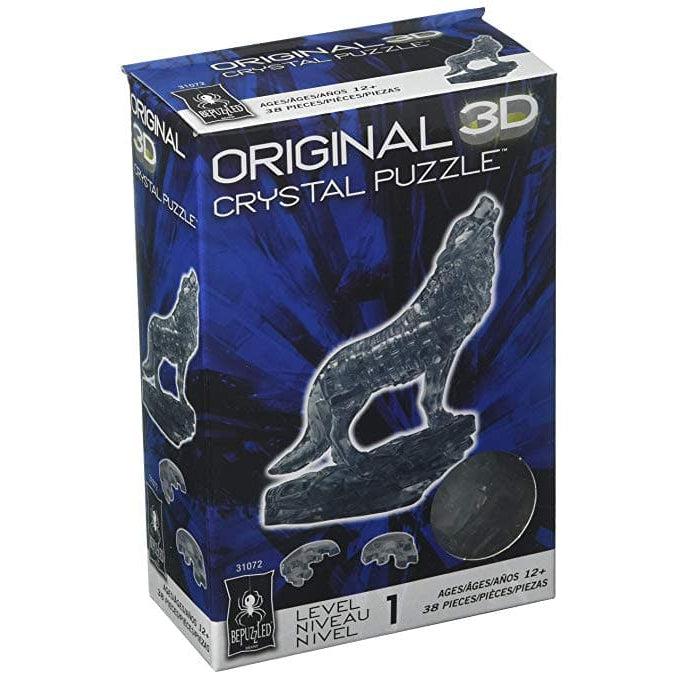 University Games-3D Crystal Puzzle - Black Wolf-31072-Legacy Toys