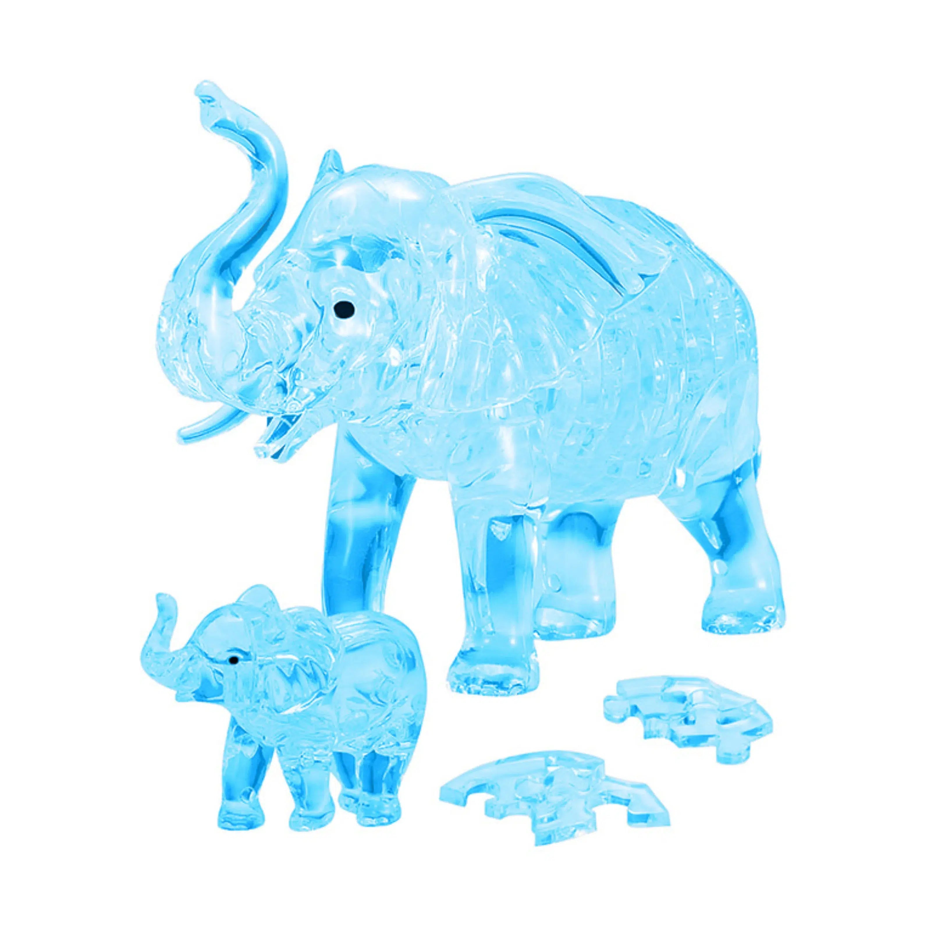 University Games-3D Crystal Puzzle - Elephant/Baby (blue)-31114-Legacy Toys