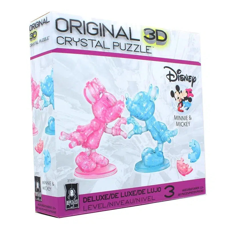 University Games-3D Crystal Puzzle - Mickey & Minnie Heart Hands (pink/blue)-31037-Legacy Toys