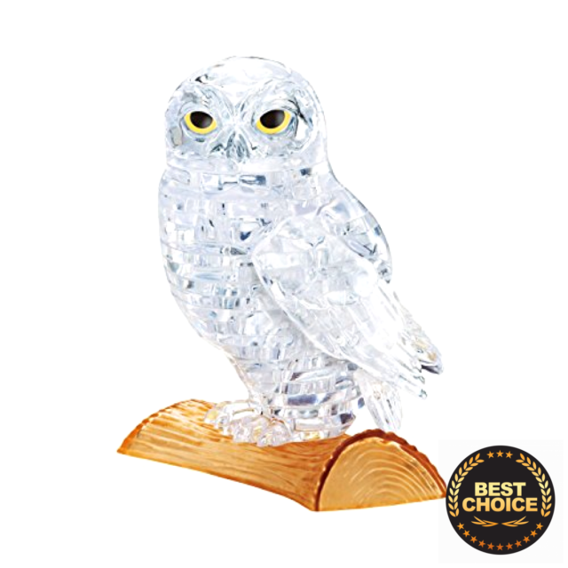 University Games-3D Crystal Puzzle - White Owl-31074-Legacy Toys