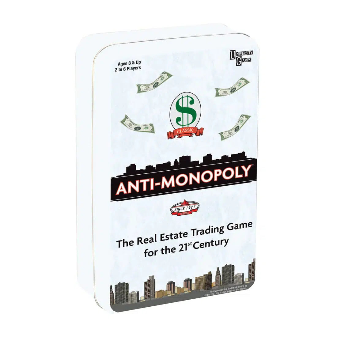 University Games-Anti-Monopoly Travel Tin-01487-Legacy Toys