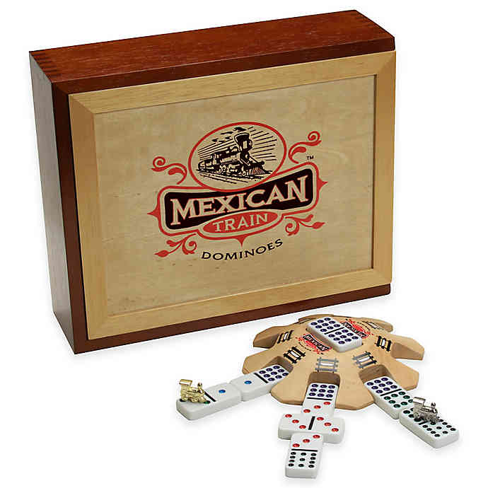 University Games-Deluxe Mexican Train Dominoes Wooden Set-53303-Legacy Toys