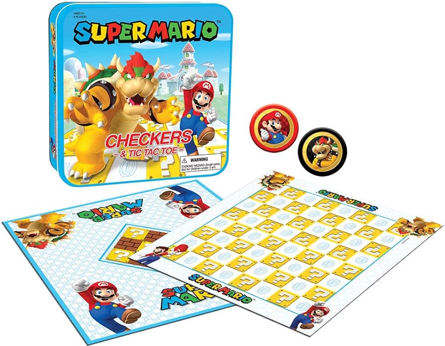 USAopoly-CHECKERS & TIC TAC TOE: Super Mario-CM005-637-Legacy Toys